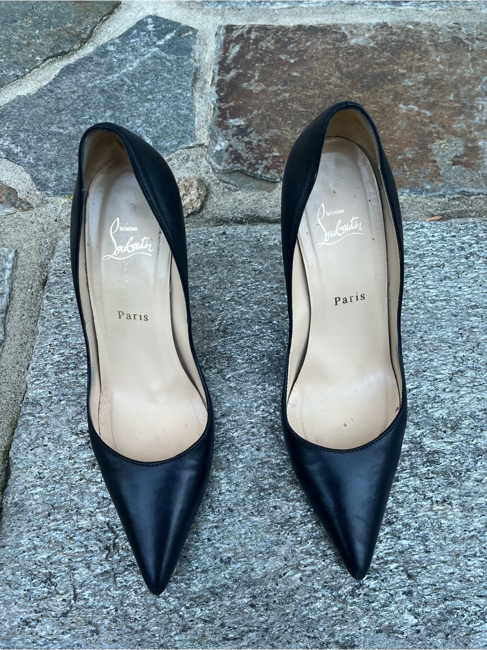 Christian Louboutin Iriza Black Pointed-Toe Leather Stiletto Pumps